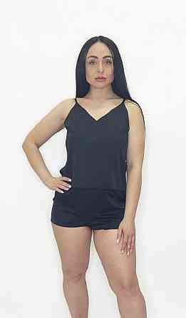 Пижама женская шелковая с шортами Черный 54 Харьков