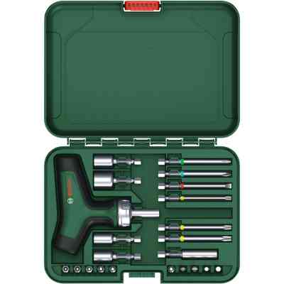 Набор отверток Bosch с трещоткой, т-подобная рукоятка, 20 насадок, 109мм, кейс, с (1.600.A02.Z9T) Винница