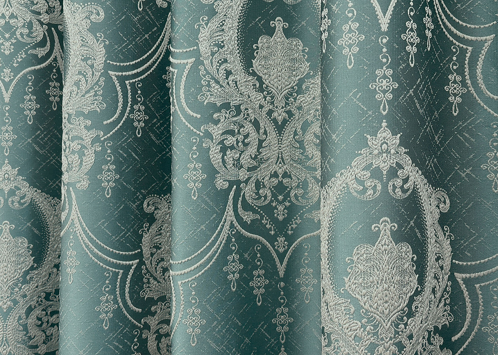 Комплект готових штор VR-Textil Парча № 1777ш Бірюзовий з молочним 100х290 см 2 шт (31-097) Київ - фото 7