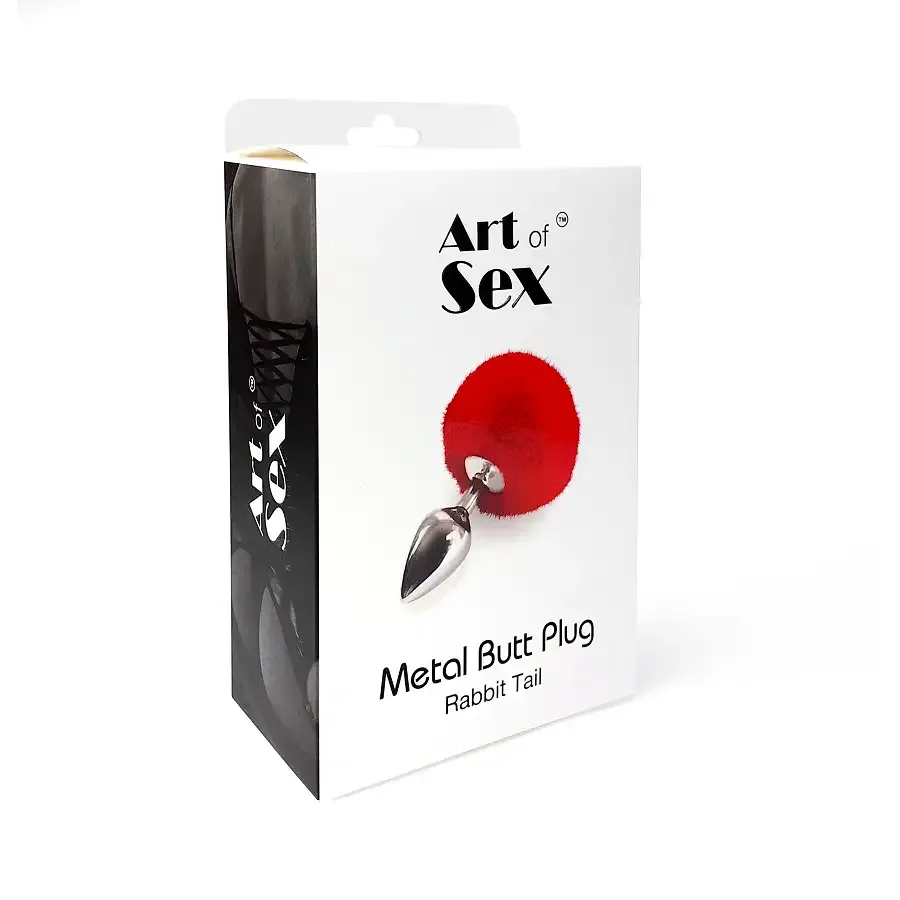 Металлическая анальная пробка М Art of Sex - Metal Butt plug Rabbit Tail Red, диаметр 3,4 см Львов - изображение 4