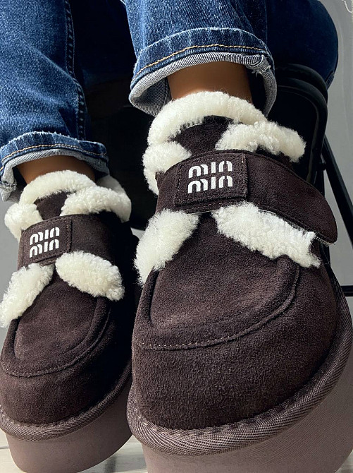 Ботинки женские Hengji 720-6 угги замшевые на меху с липучкой коричневые, 38, 24 см Киев - изображение 15