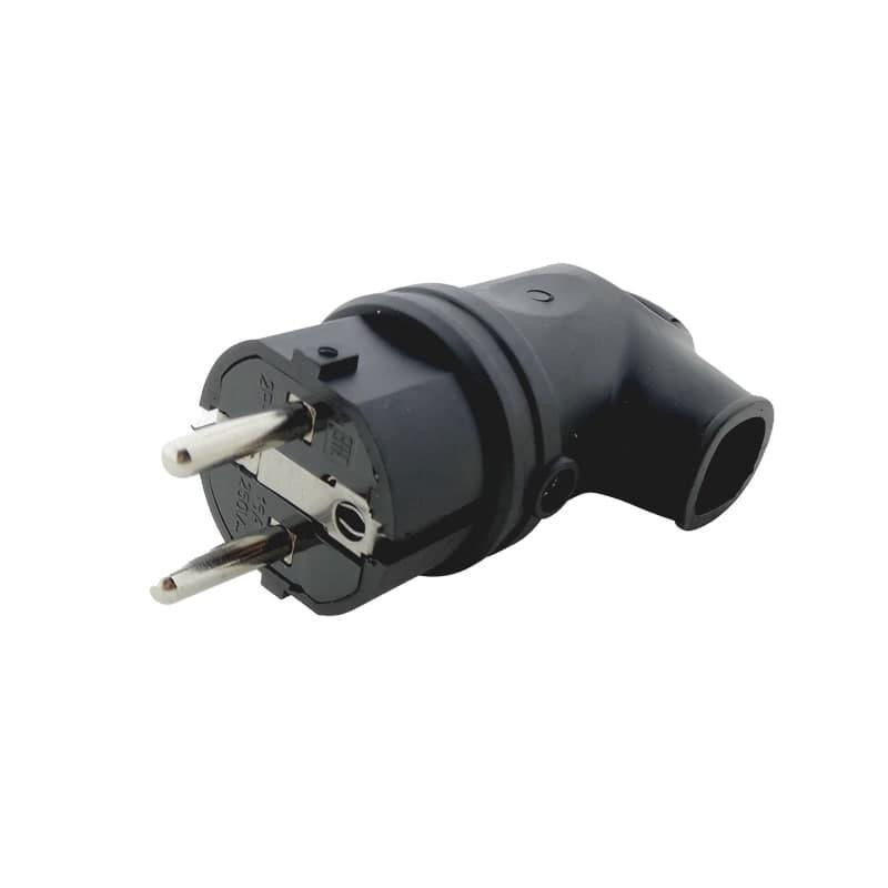 Вилка с заземлением угловая с кольцом каучук, черный Днепр - изображение 2