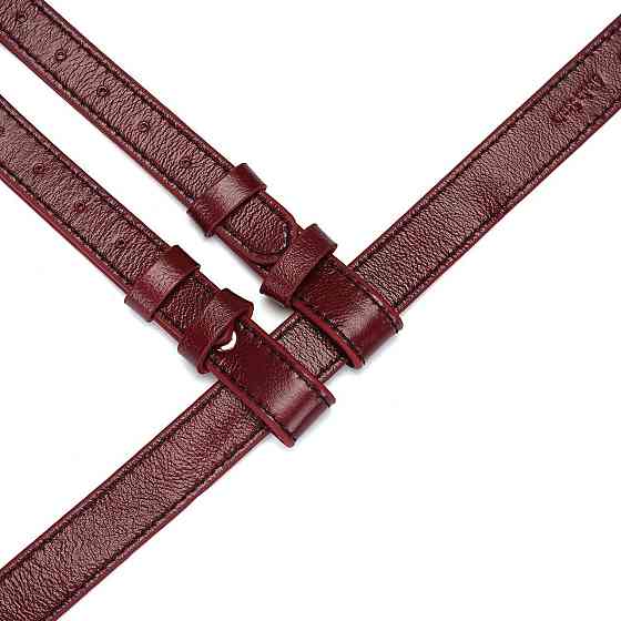 Шкіряні трусики для страпона Liebe Seele Wine Red Strap on Harness, універсальний розмір Sex Aura Київ