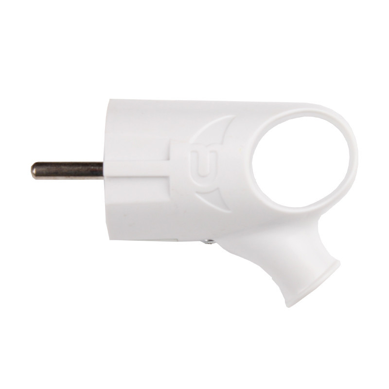 Вилка с заземлением угловая с ручкой, белый Днепр - изображение 1