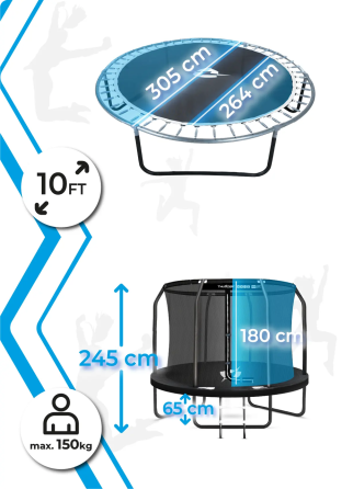 Батут THUNDER INSIDE ELITE з внутрішньою сіткою 10 футів 305 см чорний Київ