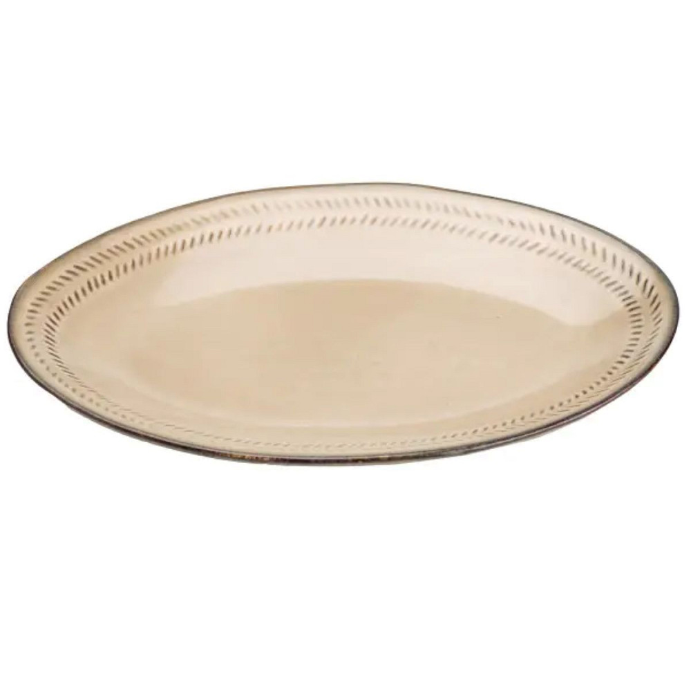 Тарілка сервірувальна кругла порцелянова 27.5 см бежева HP23377 Коломия - фото 1
