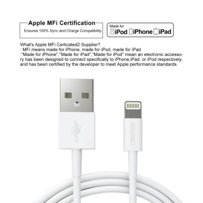 Дата кабель USB 2.0 AM to Lightning 1.8m 2.1A MFI White Choetech (IP0027-WH) Вінниця - фото 12