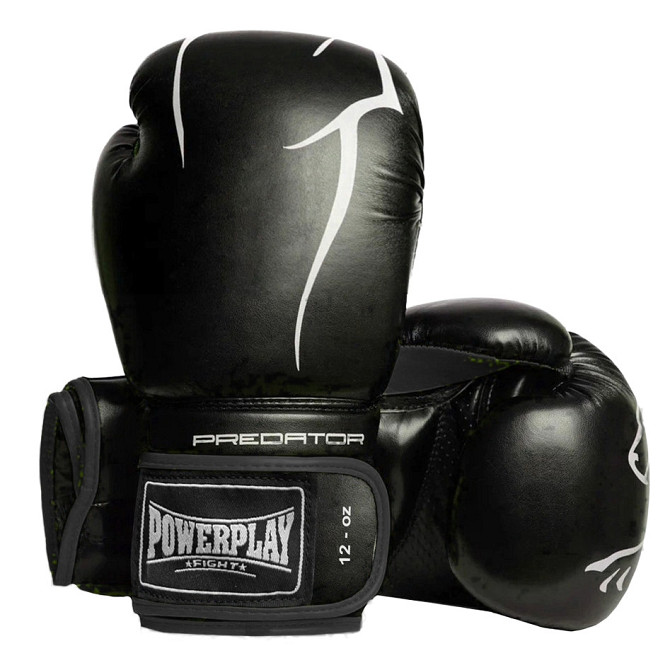 Боксерские перчатки PowerPlay 3018 Jaguar Черные 12 унций Киев - изображение 1