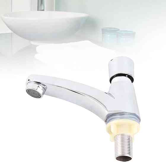 Змішувач для раковини із затримкою часу, автоматичний з таймером авто-закривання для економії води, хромований, латунь Київ