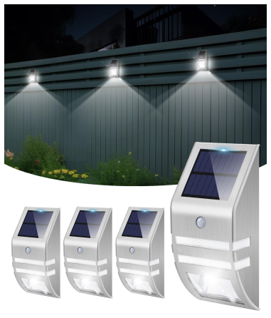 Уцінка Вуличний світильник на сонячній батареї з датчиком руху, 2 LED, водонепроникний настінний LED світильник Київ