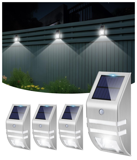 Уцінка Вуличний світильник на сонячній батареї з датчиком руху, 2 LED, водонепроникний настінний LED світильник Київ - фото 1