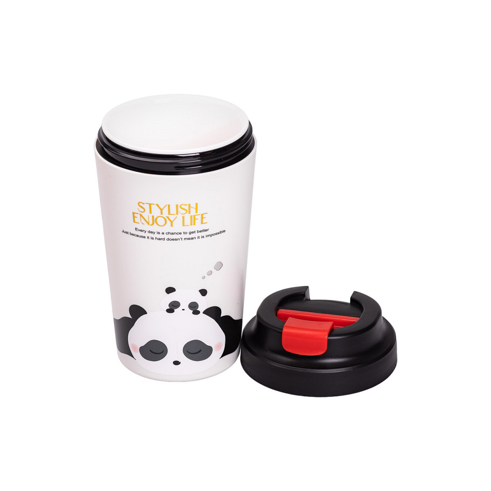 Термочашка Panda з порцелянаовою колбою 380 мл Чорна HP-14-12B Київ - фото 3
