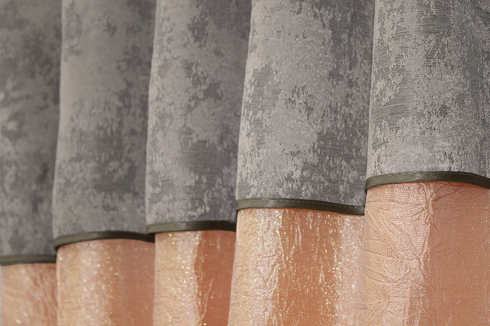 Кухонные шторы VR-Textil № 073к с ламбрекеном и подхватами персиковый с кофейно-серым 260х170 см (52-0163) Киев - изображение 4