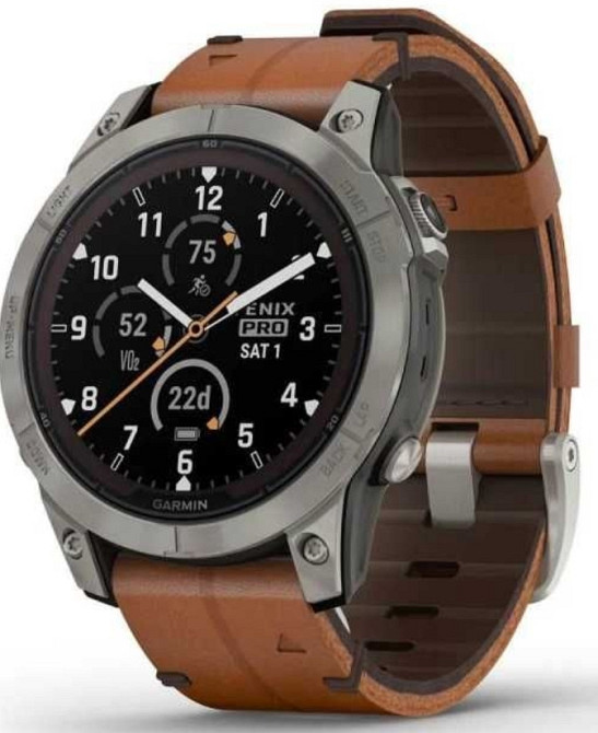 Годинник: Garmin Fenix 7 Pro Sapphire Solar Titanium w. Chestnut L Band. Харків - фото 3