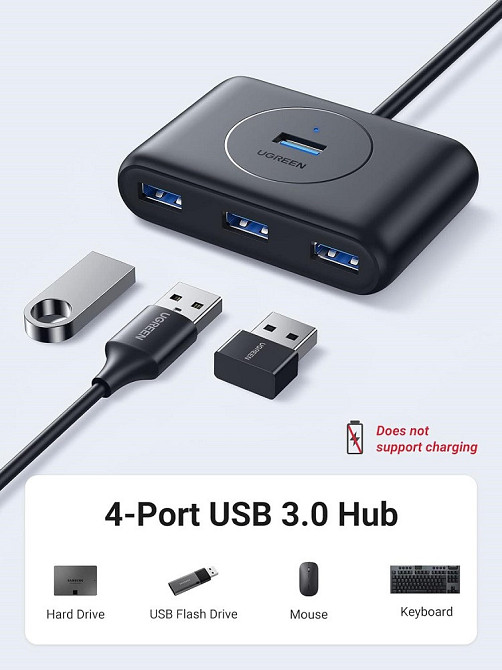 USB-хаб UGREEN CR113 USB 3.0 Hub 1m (Black) (UGR-20291) Киев - изображение 5