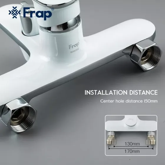 Смеситель для ванной с душевым гарнитуром Frap F3249 белый/хром Киев