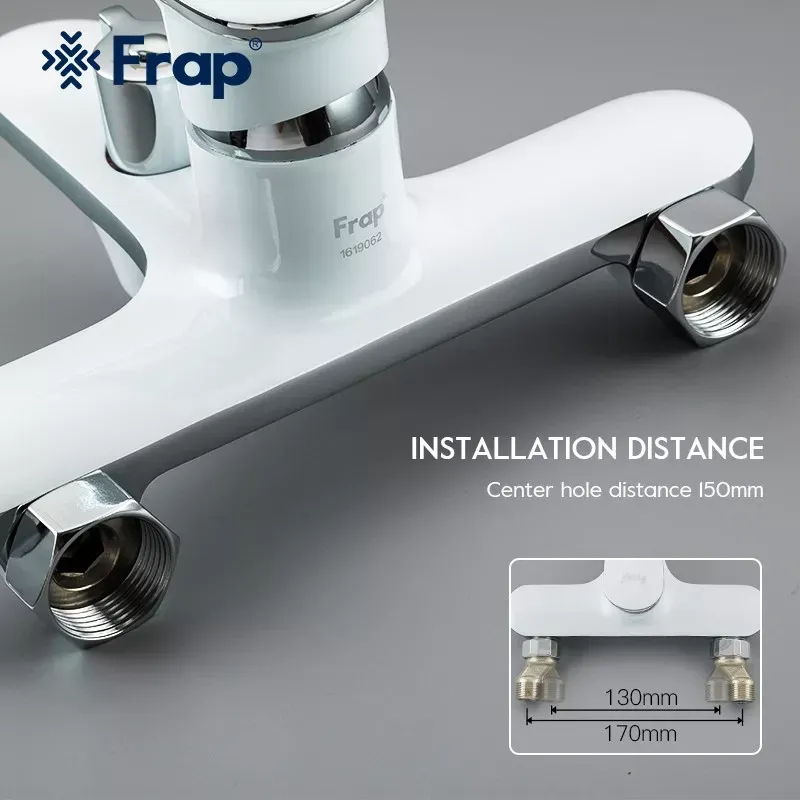 Смеситель для ванной с душевым гарнитуром Frap F3249 белый/хром Киев - изображение 3