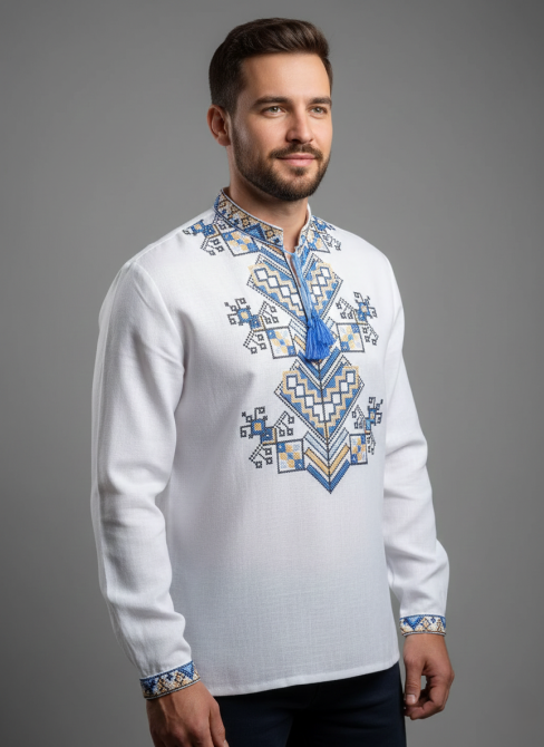Мужская вышиванка на длинный рукав с орнаментом Дерево жизни Киев - изображение 2