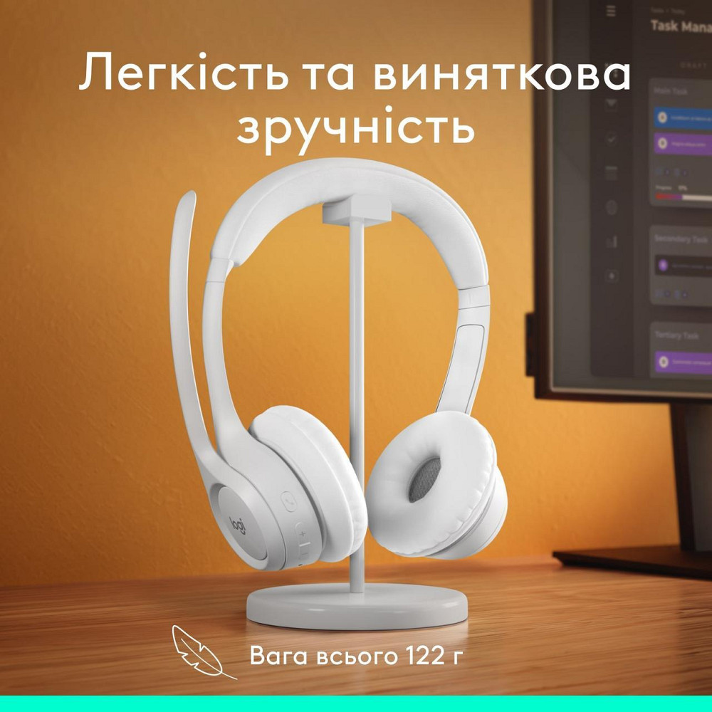 Bluetooth-гарнітура Logitech Zone 300 Wireless Off-White (981-001417) Білий Харьков - изображение 17