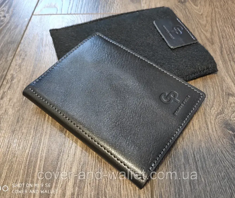 Обкладинка для документів та паспорта з гладкої італійської шкіри Grande Pelle Чорний Київ - фото 2