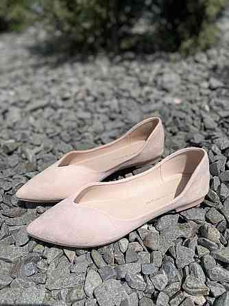 TEE Tspace Балетки човник жіночі з гострим носком, колір пудра, еко-замша TEE Tspace -12 весна- Коломыя