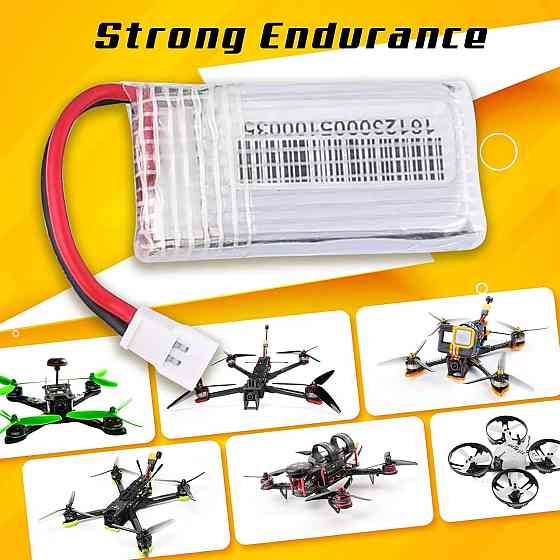 Акумулятор LiPo набір 6 шт 1S 3.7V 380mAh 25C, роз'єм Molex, для дронів Graupner Alpha 110, квадроко Київ