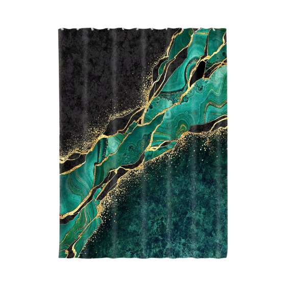 Шторка для душу та ванної кімнати з водовідштовхувальним покриттям, колір зелений 3D-принт Кам'янець-Подільський