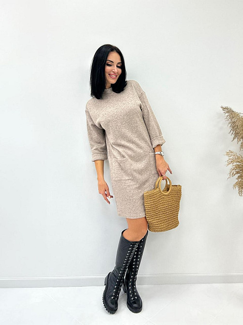 Тепла сукня з двосторонньої ангори "Debra" оптом | Норма Мокко, 42-44 Київ - фото 2