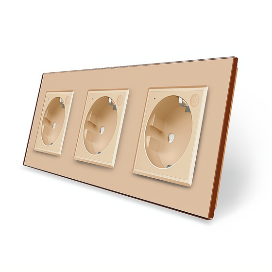 LIVOLO Тримісна розумна розетка ZigBee із заземленням Livolo золотий (VL-C7FCTC16AZ-6AP) Коломия