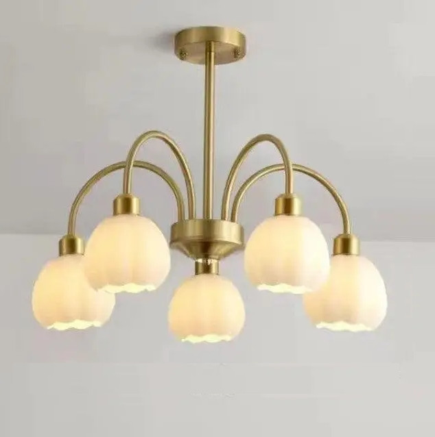 Светодиодная люстра Тюльпан 5000 (Золотая) на 5 плафонов Винница - изображение 2