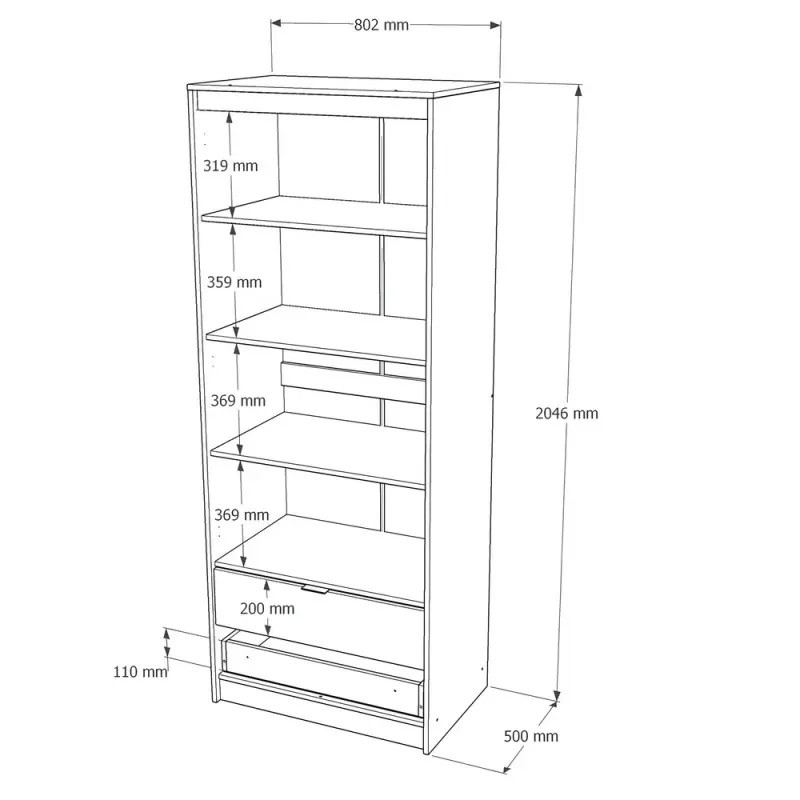 Шафа для одягу з 2 полицями над висувними шухлядами Еверест Сіті-800 80,2х50х204,6 см Дуб сонома/Графіт (DTM-071140) Дніпро - фото 6