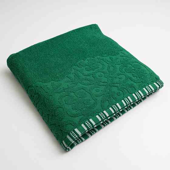 Полотенце махровое для душа с орнаментом GM Textile 70х140см 400г/м2 (Зеленый) Сумы