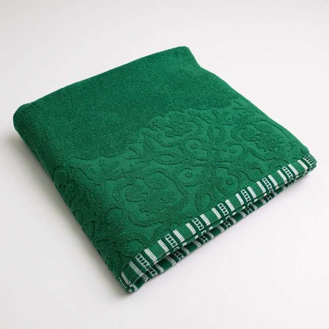 Рушник махровий для душу з орнаментом GM Textile 70х140см 400г/м2 (Зелений) Суми - фото 1