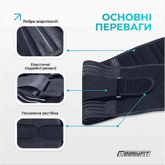 Пояс для спини EasyFit з 4 ребрами жорсткості (S) Коломия