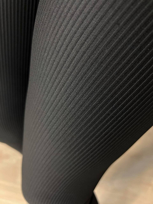 Лосины женские Kenalin D12 черные тонкие в рубчике с широким поясом и пушап-эффектом, черный, 2XL Киев - изображение 5