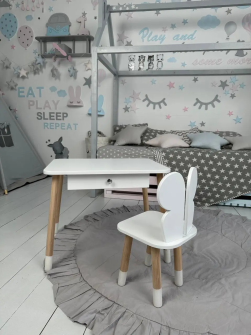 Дитячий столик зі стільчиком Метелик та ящиком для олівців та розмальовок (Білий) Вінниця - фото 4