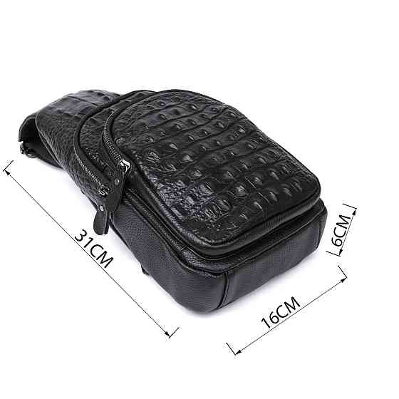 Современная кожаная мужская сумка через плечо Vintage 20674 Черный Киев