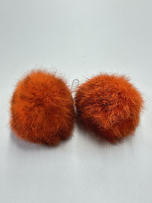 Помпон на шапку з натурального хутра кролика 7-8 см Помаранчевий Харків - фото 1