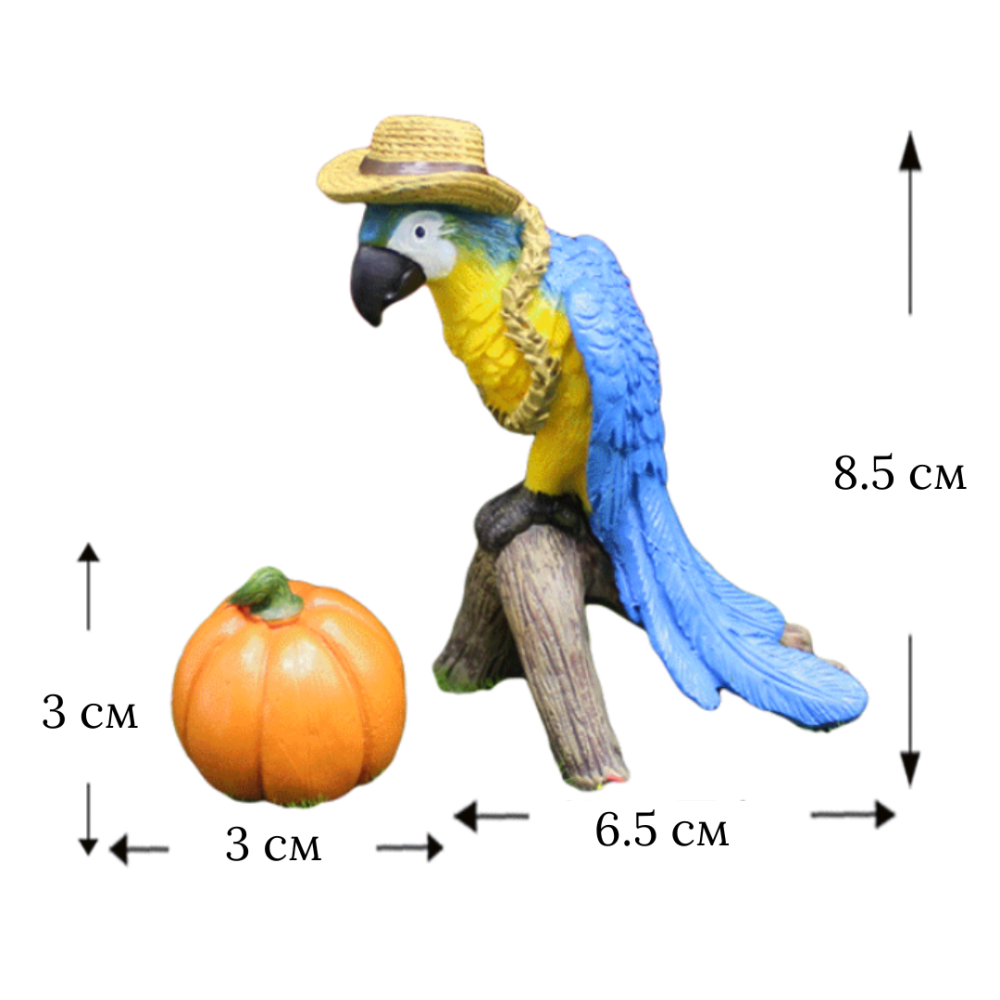 Дон Амиго фигурка попугая Ара с тыквой 8.5 х 6.5 см для мини-сада и декора Одесса - изображение 2
