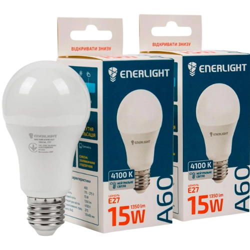 Лампа A60 15W E27 4100К 175-250V LED Enerlight Житомир - изображение 1