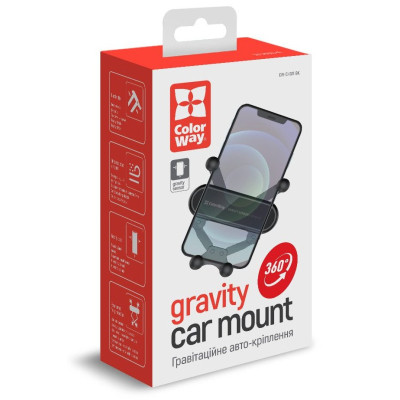 Універсальний автотримач ColorWay Gravity Sensor Holder Black (CW-CHG11-BK) Вінниця - фото 6