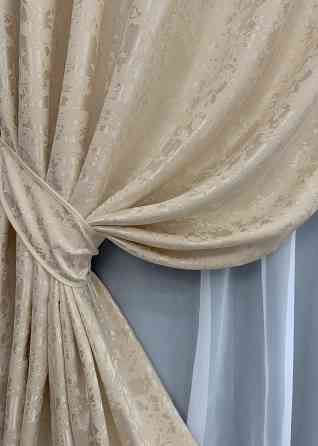 Комплект готових штор VR-Textil Льон мармур Pavliani VO № 1713ш айворі 100х270см 2 шт (31-891) Київ