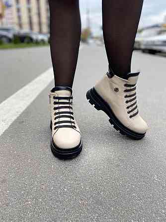 Без бренда Черевики жіночі ASTINI капучино з натуральної шкіри з натуральним мехом розмір 37-40 Коломия