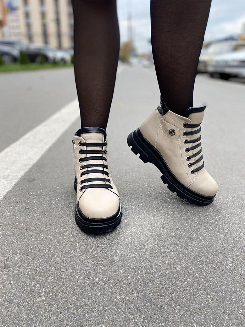 Без бренда Черевики жіночі ASTINI капучино з натуральної шкіри з натуральним мехом розмір 37-40 Коломия - фото 2