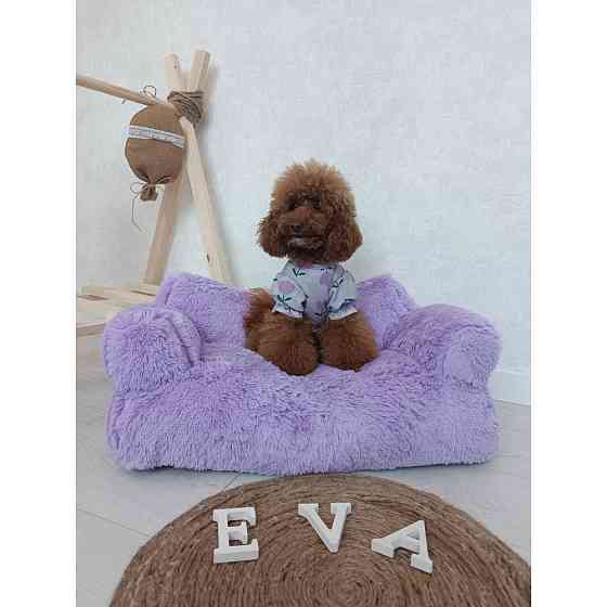 Хутряний диван лежак для собак і кішок спальне місце для тварин знімни Incor бузковий 10079 Київ