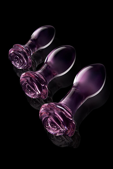 Набір анальних пробок DreamToys Glaze Glass Rosebud скляний, рожевий, 3 шт. Sex Aura Київ - фото 5
