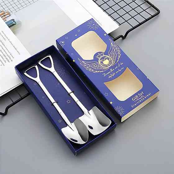 Набір чайних ложок RESTEQ у вигляді лопати з нержавіючої сталі, 2 шт, стильні сріблясті ложки Київ