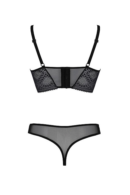 Комплект Passion DROSERA SET black, XXL/XXXL, сітка+мереживо, бюстьє та трусики танга Sex Aura Київ - фото 4