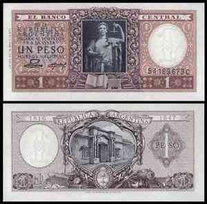 Аргентина / Argentina 1 Peso 1952-55 Pick 260b аUNC-UNC Полтава