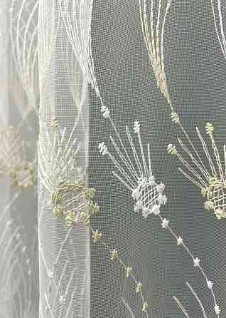 Тюль VR-Textil 2014т Фатин з вишивкою та люрексом Молочний з золотистим 400х270 см (42-1091) Київ